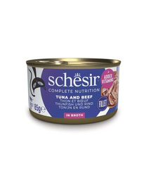 SCHESIR Mancare umeda pisici, cu ton, vita si orez 85 g
