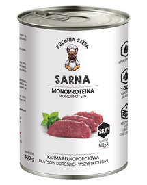 KUCHNIA SZEFA hrană monoproteică pentru câini 400 g căprioară