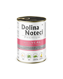 DOLINA NOTECI Premium Bogată în vițel cu mazăre 400 g conservă câini