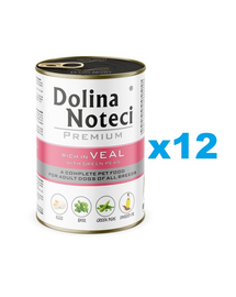 DOLINA NOTECI Premium 12x400 g conserve hrană câini, bogat în vițel cu mazăre