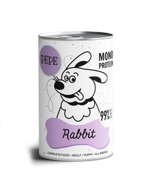 PAKA ZWIERZAKA PEPE Rabbit (iepure) 800g hrană umedă monoproteică cu iepure pentru câini