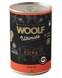 WOOLF Ultimate Adult Dog porc și ulei in 400g hrană câine adult