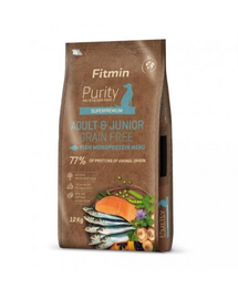 FITMIN Dog Purity Grain Free Adult Junior Fish Menu 12 kg hrană cu pește pentru câini tineri și adulți de rase medii și mari