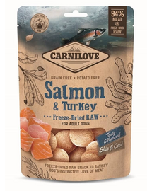 CARNILOVE Snack liofilizat somon și curcan 60g câini adulți