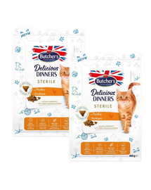 BUTCHER'S Functional Cat Indoor dla kotów niewychodzących z drobiem 2x800 g