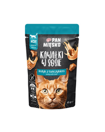 PAN MIĘSKO hrană pisici bucățele curcan cu ton în sos 85 g