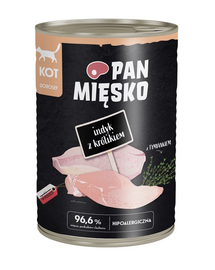 PAN MIĘSKO Curcan cu Iepure hrană umedă pentru pisici 400 g