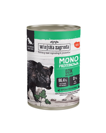 WIEJSKA ZAGRODA Hrana umedă monoproteică cu mistreț pentru câini 400 g