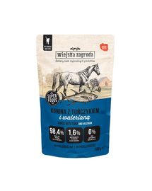 WIEJSKA ZAGRODA Superfoods Hrană umedă pentru pisici, carne de cal cu ton și valeriană 100 g