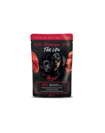 FITMIN For Life Adult and Puppies Beef bucățele cu vită în sos pentru pui și câini adulți 85 g