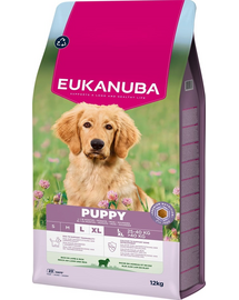 EUKANUBA Puppy Large Breeds Lamb Rice 12 kg hrană căței rase mari bogată în carne de miel și orez