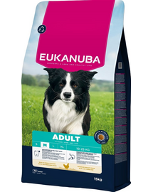 EUKANUBA Adult Medium Breeds Chicken 15 kg hrană câini rase medii bogată în pui proaspăt