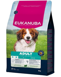 EUKANUBA Adult Small & Medium Breeds Lamb & Rice 3 kg hrană câini cu miel și orez