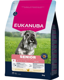 EUKANUBA Senior Small Breeds Chicken 3 kg hrană câini senior rase mici, bogată în pui proaspăt