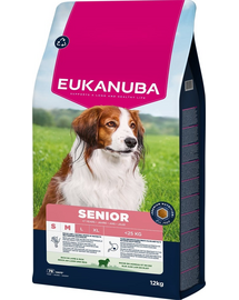 EUKANUBA Senior Small Medium Breeds Lamb Rice 12 kg hrană câine senior rase mici/medii bogată în miel și orez