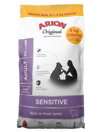 ARION Original Sensitive Adult Medium Lamb Rice 15 kg (12+3 kg) hrană monoproteică