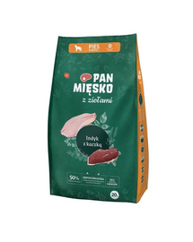 PAN MIĘSKO sac hrană câini medii M 2x20 kg curcan și rață