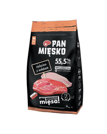 PAN MIĘSKO hrana caini cu vitel si curcan M 2x9 kg