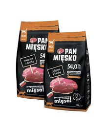 PAN MIĘSKO Hrana caini adulti talie medie cu rata si vitel 2x10kg