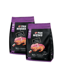 PAN MIĘSKO Sac hrana pisici, cu vitel si creveti S 2x400 g