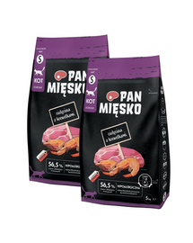 PAN MIĘSKO Sac hrana pisici cu vitel si creveti S 2x5 kg