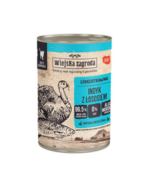 WIEJSKA ZAGRODA Conserva hrana cu somon si curcan, pentru pisici adulte 6x400 g