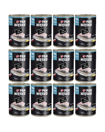 PAN MIĘSKO Curcan cu Cod Hrană umedă completă pentru câini 12x400 g