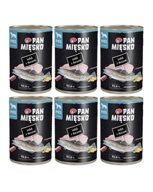 PAN MIĘSKO Curcan cu Cod Hrană umedă completă pentru câini 6x400 g