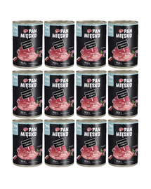 PAN MIĘSKO Carne de porc cu mistreț hrană umedă pentru câini 12x400 g