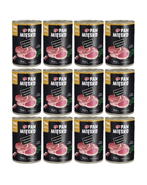 PAN MIĘSKO Carne de porc cu miel hrană umedă pentru câini 12x400 g