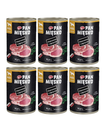 PAN MIĘSKO Carne de porc cu miel hrană umedă pentru câini 6x400 g