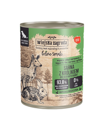 WIEJSKA ZAGRODA hrană umedă pentru câini adulți cu căprioară și iepure (Gusturi de Pădure) 800 g