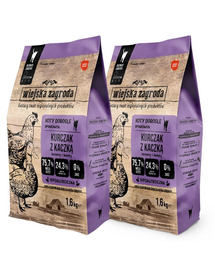 WIEJSKA ZAGRODA Hrana uscata pisici, cu pui si rata 2x1,6 kg