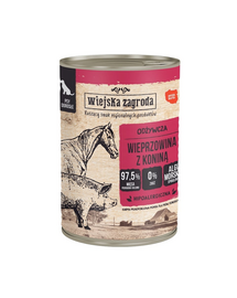 WIEJSKA ZAGRODA Carne de porc cu carne de cal, hrană umedă pentru câini 12x400 g