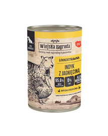 WIEJSKA ZAGRODA Curcan cu miel, hrană umedă pentru câini 12x400 g