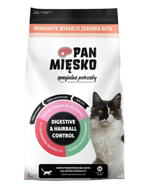 Pan Mięsko Hrană uscată pentru pisici cu nevoi speciale, Digestive & Hairball Control 3 kg