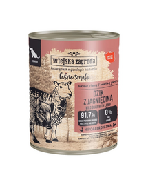 WIEJSKA ZAGRODA Hrană umedă pentru câini seniori cu mistreț și miel (Gusturi de Pădure) 24x800 g