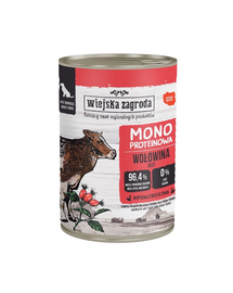 WIEJSKA ZAGRODA Hrana umedă monoproteică cu vită pentru câini 12x400 g