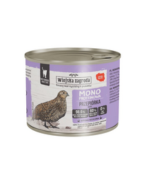 WIEJSKA ZAGRODA Hrană umedă monoproteică pentru pisici cu prepeliță 12x200 g