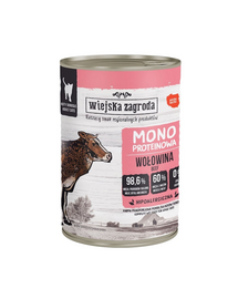 WIEJSKA ZAGRODA Hrană umedă monoproteică cu vită pentru pisici, 24x400 g