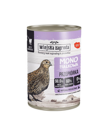 WIEJSKA ZAGRODA Hrana umeda mono-proteica pentru pisici, cu prepelita 12x400 g