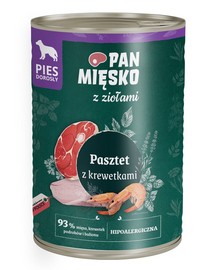 PAN MIĘSKO Pateu cu creveți și ierburi pentru câini 400 g