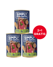 SIMPLY FROM NATURE conservă câini 400 g (2+1 GRATIS) vânat și hrișcă