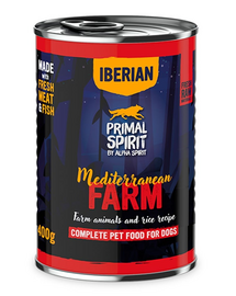 PRIMAL SPIRIT Iberian Mediterranean Farm conservă câini 400 g