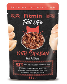 FITMIN Cat For Life pouch kitten chicken 28 x 85 g hrana umeda pentru pisoi cu pui