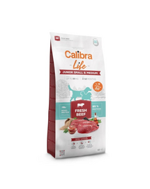 CALIBRA Dog Life Junior Small Medium Fresh Beef 12 kg hrană cu vită pentru câini juniori de talie mică și medie
