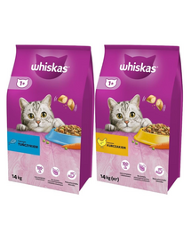 WHISKAS Adult 14kg z kurczakiem i warzywami + WHISKAS Adult 14kg z tuńczykiem i warzywami