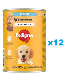 PEDIGREE Junior 12 x 400g mokra pełnoporcjowa karma dla dorastających psów z kurczakiem w galaretce
