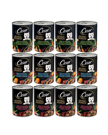 CESAR puszka 12x400g - mokra karma pełnoporcjowa dla dorosłych psów (z jagnięciną i warzywami, z wołowiną i warzywami, z kurczakiem i warzywami)