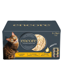 ENCORE Cat Chicken Selection in Broth mix arome pui în bulion 8×70 g